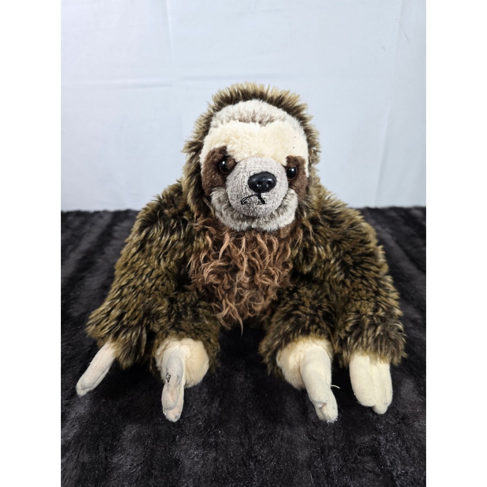 Aurora Costa Rica Sloth Plush Brown Shaggy Fur Stuffed Animal Three Toed Toy
